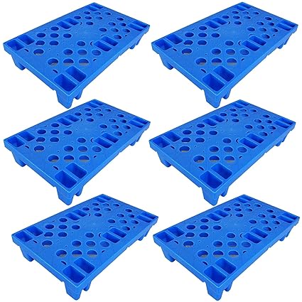 Plastic Pallet, Lightweight Nestable Blue Polyethylene Pallets, Mini Moisture-Proof Floor Pallet, for Supermarket Restaurant Kitchens Shops Warehouse Basement Storage (6)