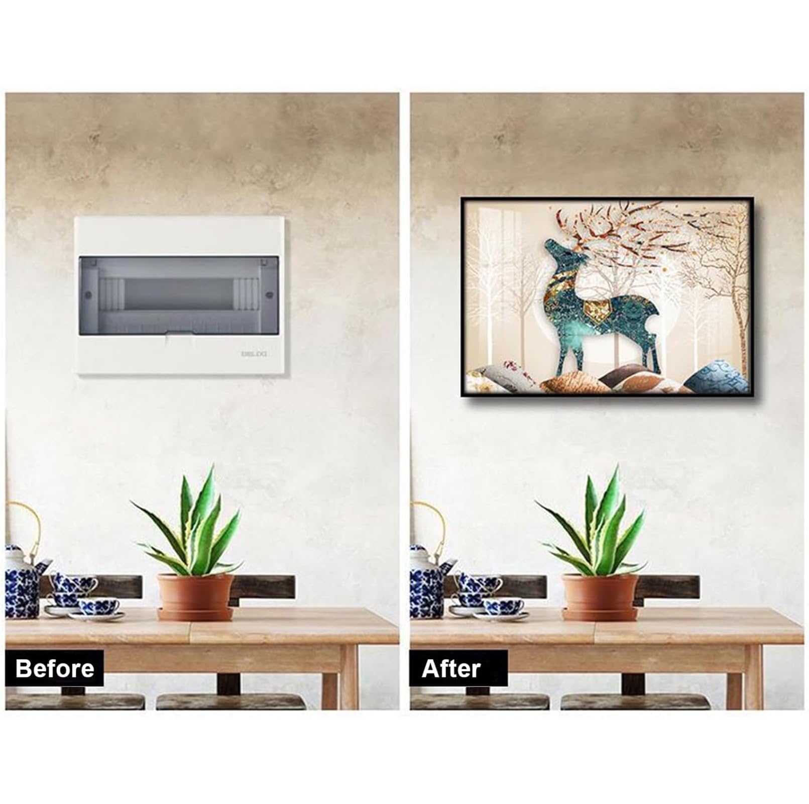 Copertura per contatore elettrico, decorazione da parete per interni, design staccabile per casa, stile moderno, 50 x 40 cm, facile installazione