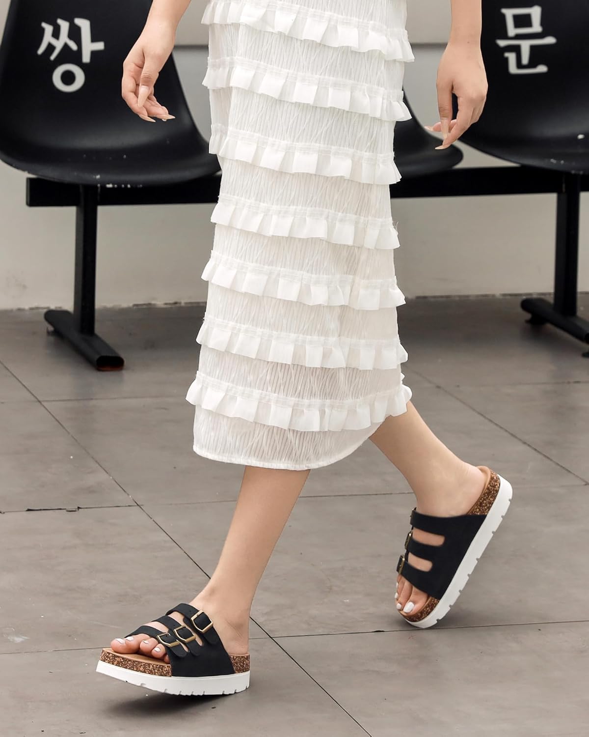 YorFotMae Women’s Platform Sandals – Chunky Cork Sandals with 3 Adjustable Straps, Comfortable Platform Sandals for Women, Perfect for Casual and Outdoor Wear - Image 3