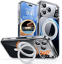CANSHN Magnetic for iPhone 17 Pro Max Case (6.9") with 360° Spin Stand[Camera Control], Upgraded [Full Camera Protection] Translucent Matte Phone Cover,Clear