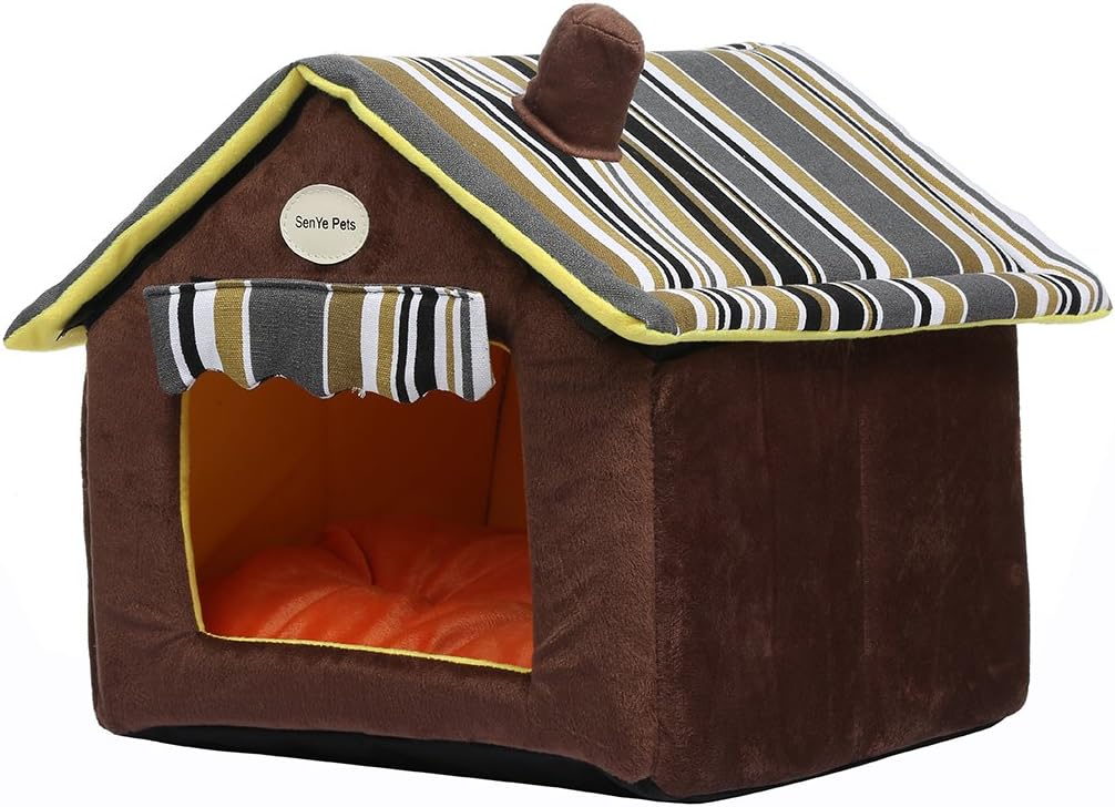 Soft Indoor Dog Houses Pets Sponge Material Portable and Great for Transportation and Short outings (XL, Coffee)