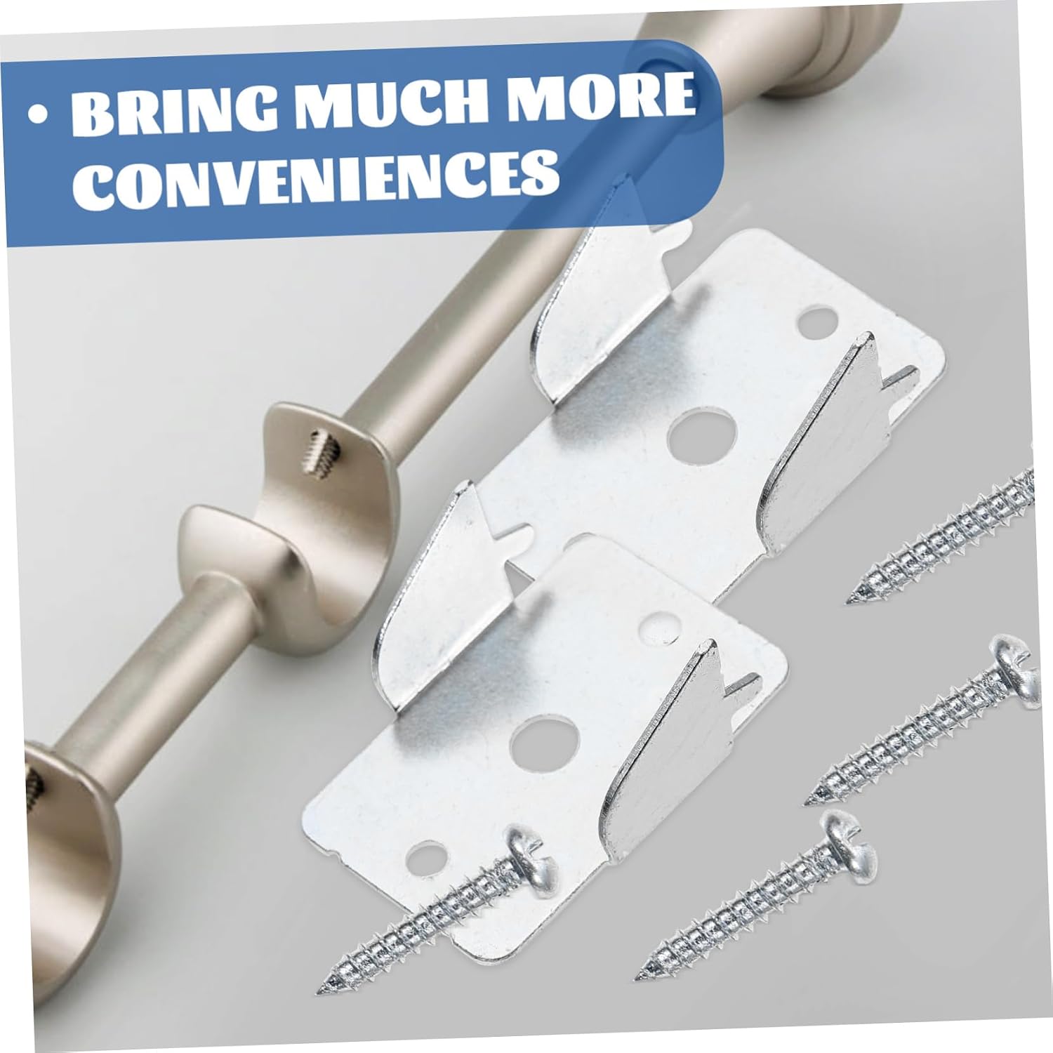 IMIKEYA 2 Sets of Metal Curtain Rod Brackets Rod Holders for Windows Strong Mounting Brackets for Single or Double