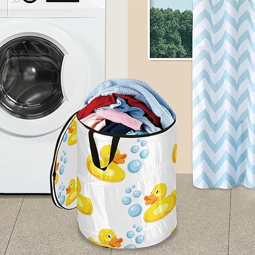 Miniatura 5 de Cesto de goma amarillo plegable con tapa para ropa sucia, cesta de ropa sucia, organizador de decoración del hogar para el hogar, lavandería, viajes