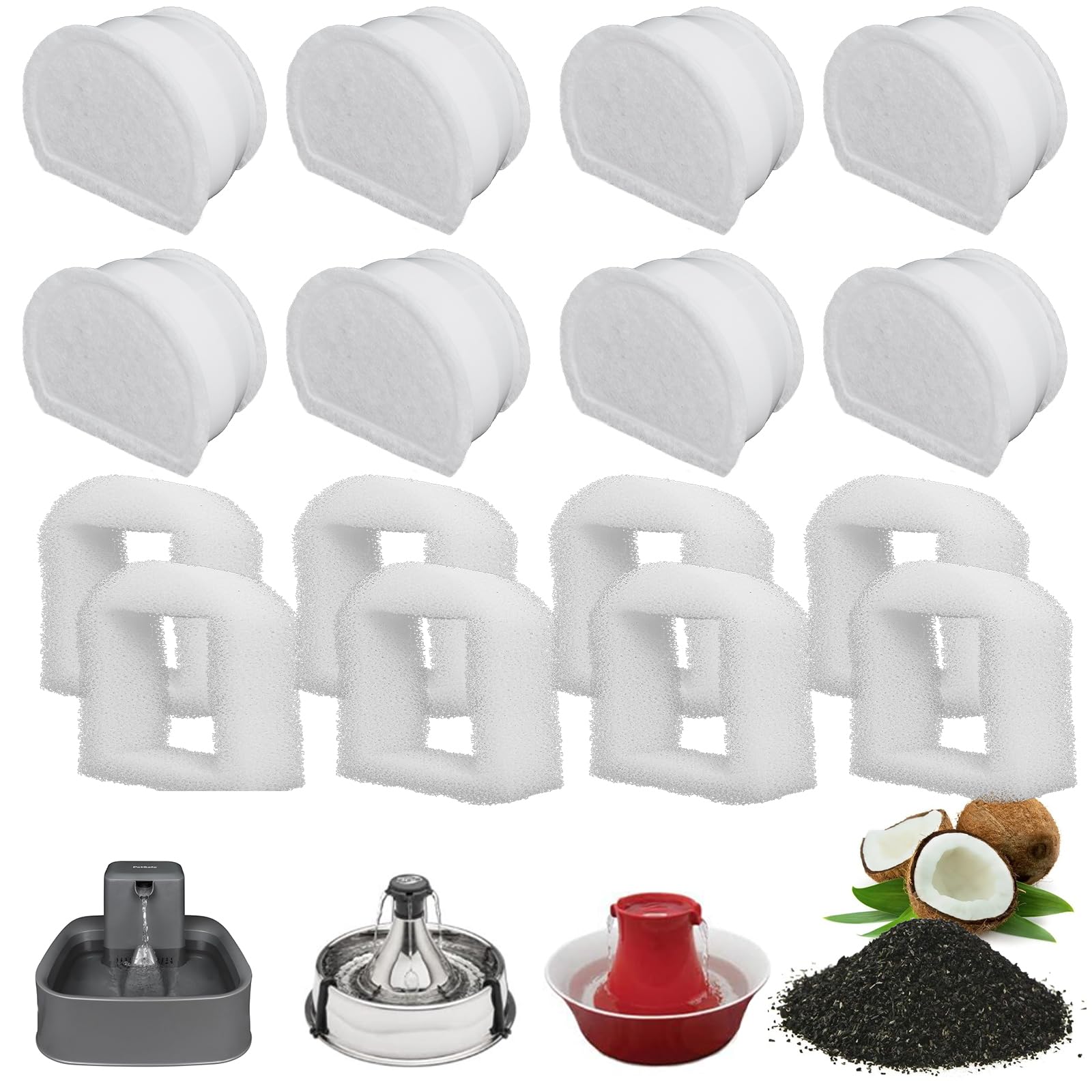 Filtri Fontanella Gatti PetSafe Drinkwell Fountain Acciaio Inox 360 Avalon Pagoda Seascape Sedona 16 Pezzi Prefiltro Schiuma Filtro Carbonio