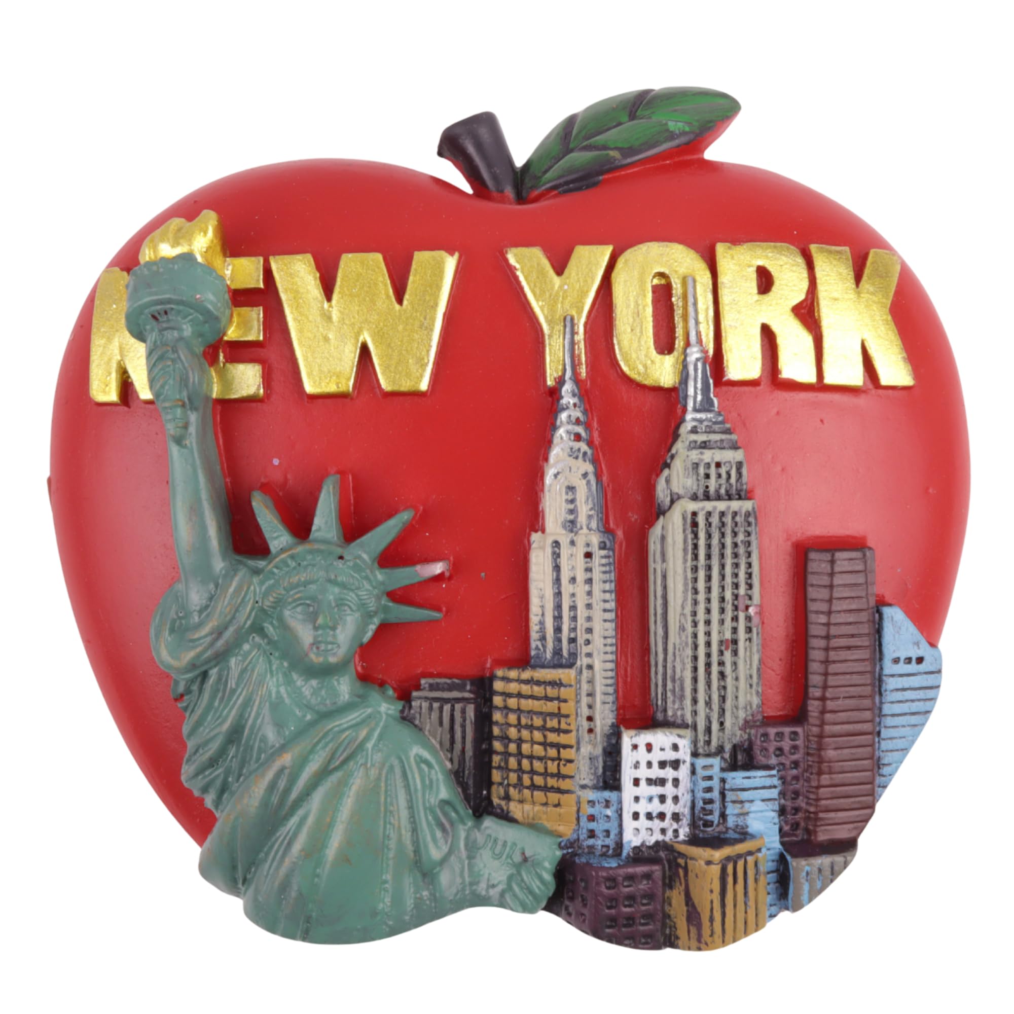 Aimant New York Big Apple finition dorée et détails de la skyline