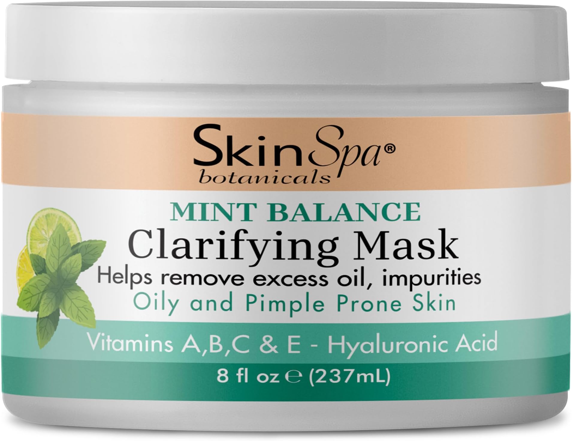 Face Mask - Acne Control Mint Julep Masque with Hyaluronic Acid, Vitamin B & E - Lock In Moisture, Cleanse & Refresh Oily, Pimple-Prone Skin - 8 oz