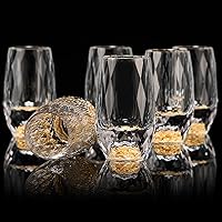 Vista 11 de DUJUST Vasos de chupito de diamante (1.5 onzas), juego de chupitos de cristal decorado con copos de hoja de oro de 24 quilates, vasos de chupito