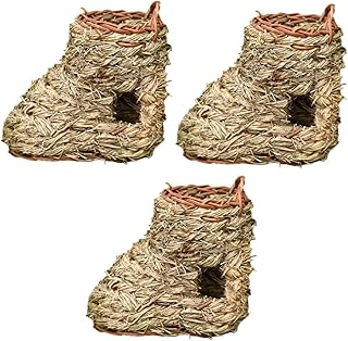 Yardwe 3pcs outside bird hut parrot bed garden accessories bird home parrot house bird nest straw nest for birds straw birds nest birds supplies the bird's nest Wooden bird house to weave