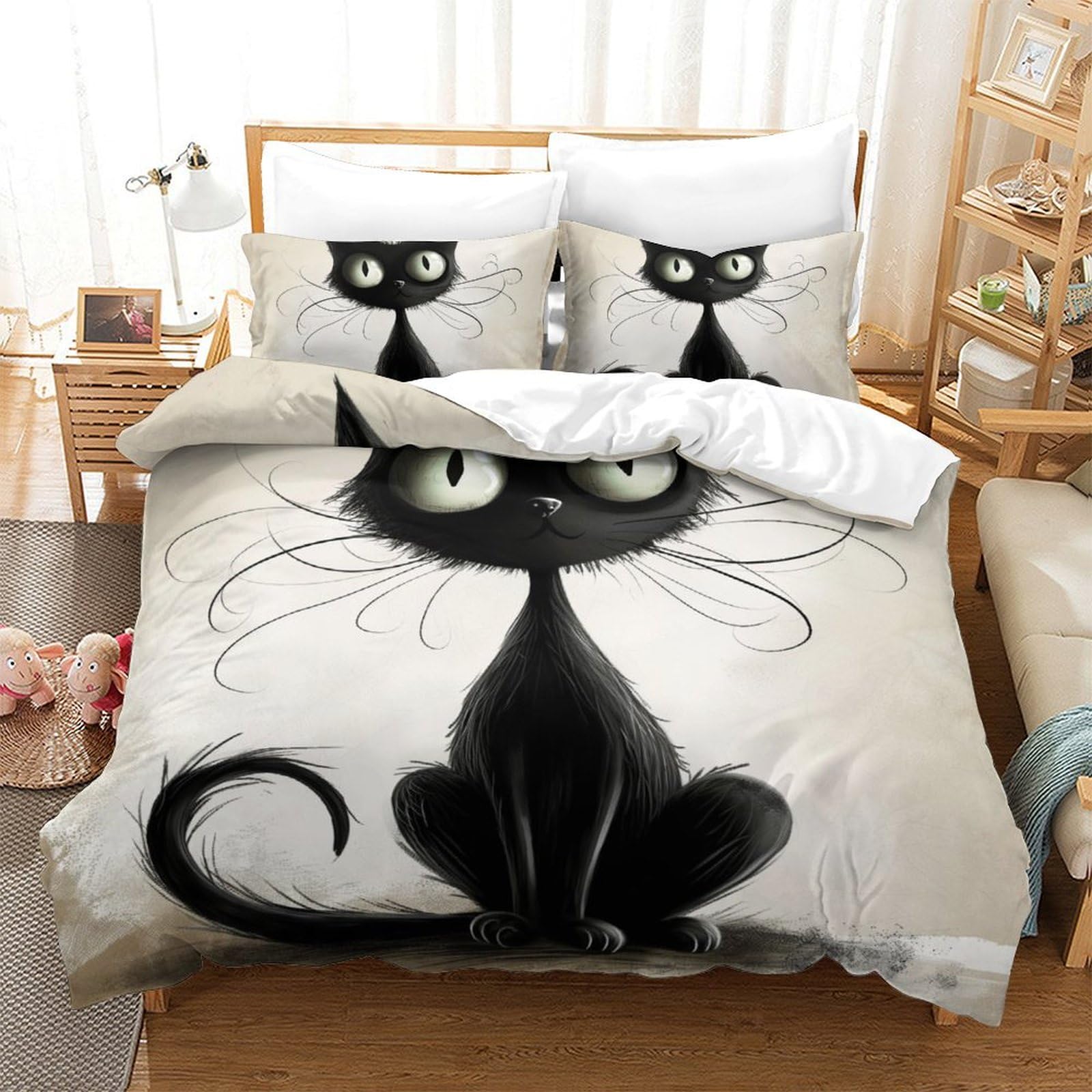 Parure de lit chat 3D pour chambre d'enfant et ado passionné d'animaux