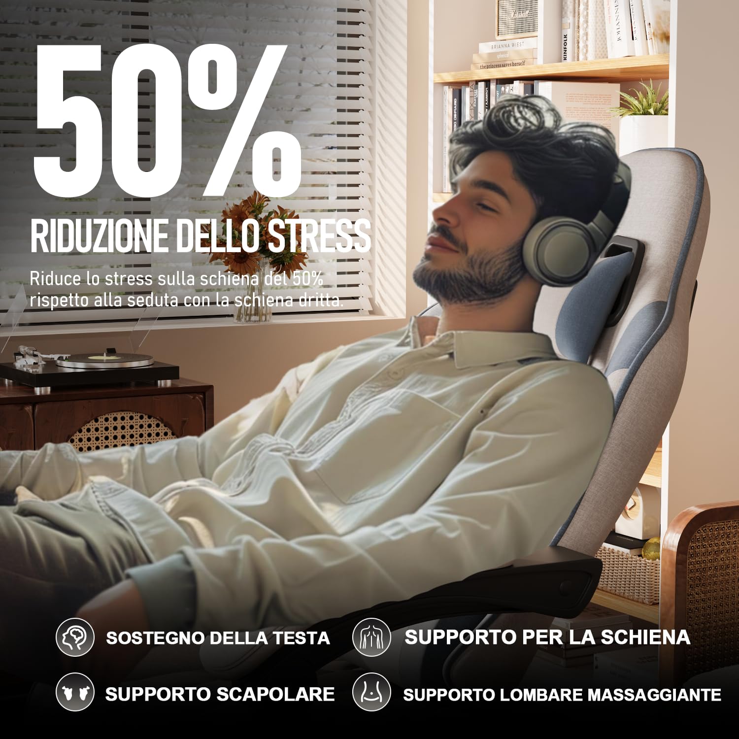 Flamaker Sedia da Gaming in Tessuto con Poggiapiedi, Massaggiante Sedia Ufficio con Schienale alto(con Presa USB), Cuscino Ispessito da 9 cm, Sedia da Gioco Ergonomica per Adulti, Grigio Chiaro