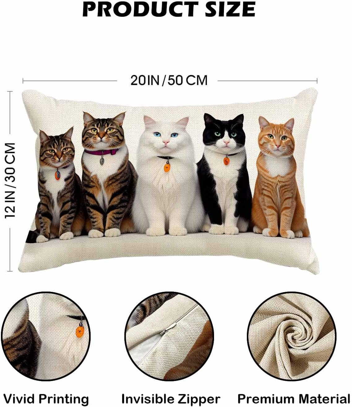 SSOIU Throw Pillow Covers Cat Animal Cushion Pillow Case Home Decor Pillowcase 12x20 Inches image 2