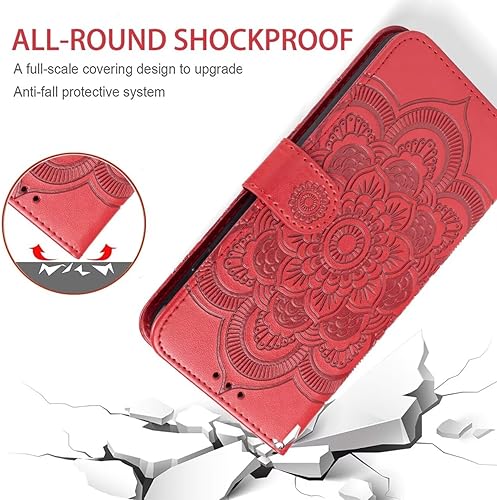 Miniatura 7 de Funda para iPhone XR, Apple XR Wallet Case con protector de pantalla de vidrio templado, mandala en relieve de cuero con tapa para tarjeta de