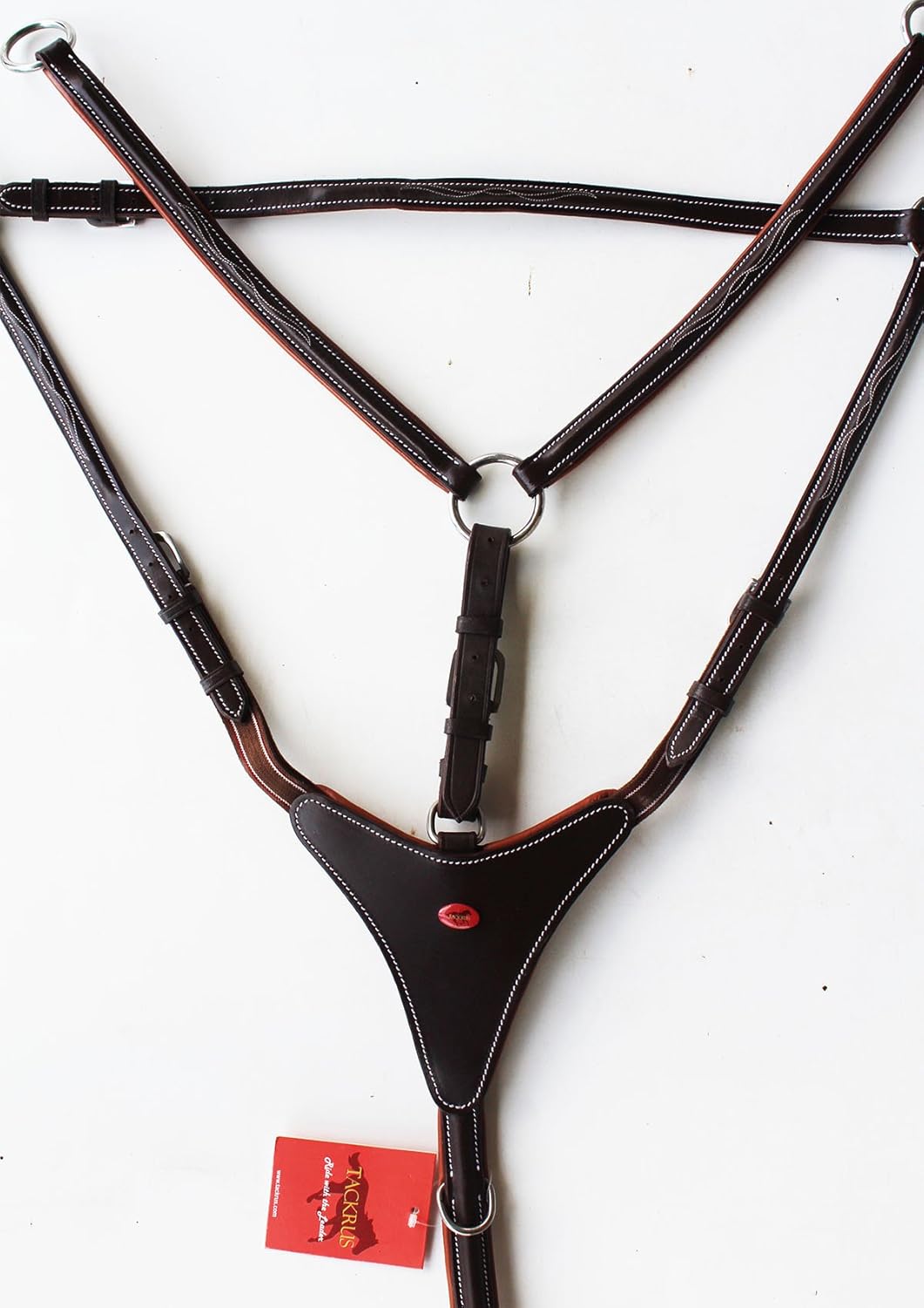 Horse English Padded Leather Riding Tack Fancy Raised Stitching Brown Breastplate 803931CKC