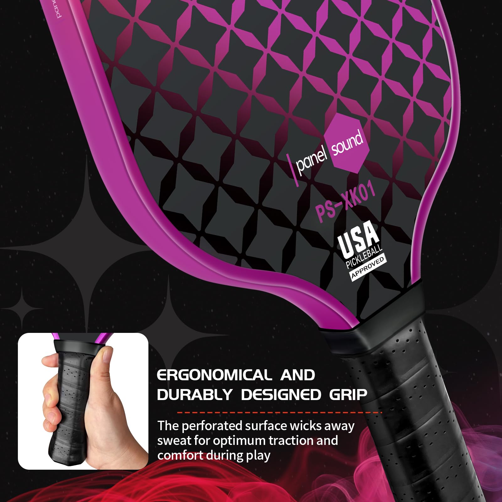 Panel Sound USAPA Approved Fiberglass Pickleball Paddles Set of 2, Lightweight Pickleball Rackets Set, 1 Carrying Case, 2 Cooling Towels & 4 Balls
