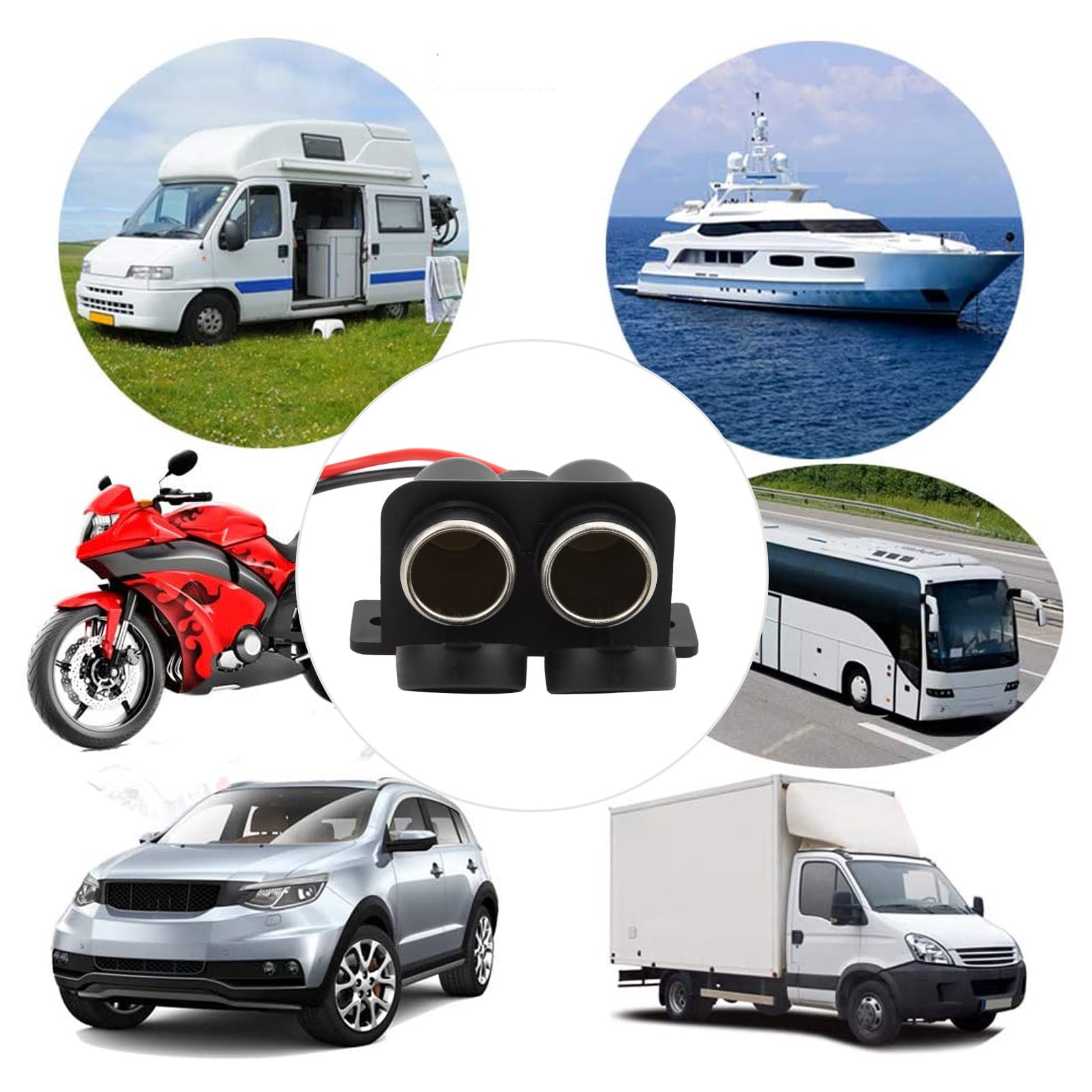 Presa Accendisigari Auto A Doppio Foro 12V – Con Cavo 20 Cm, Multiprotezione, Universale - 2