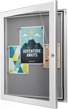 26.820 Lockable Enclosed Bulletin Board with Door, Weather Resistant Cork Notice Board, Wall Mounted Display Case for School Office Community Outdoor Felt