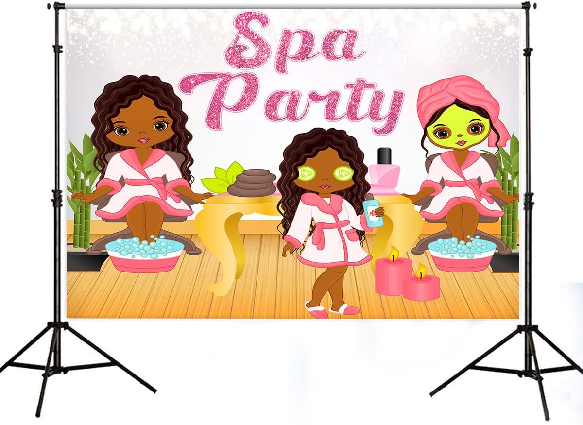 Girls Pink Glitter Salon Slumber Party Spa Day Photo Backgrounds 7x5ft BJLSPH275