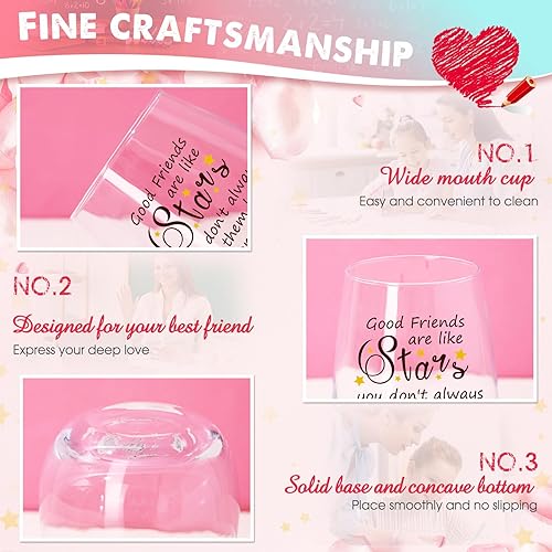 Miniatura 5 de Uiifan Paquete de 6 copas de vino de la amistad de 15 onzas sin tallo, regalos de amistad para mujeres, amigas, hermana, mejor amiga, idea de regalo