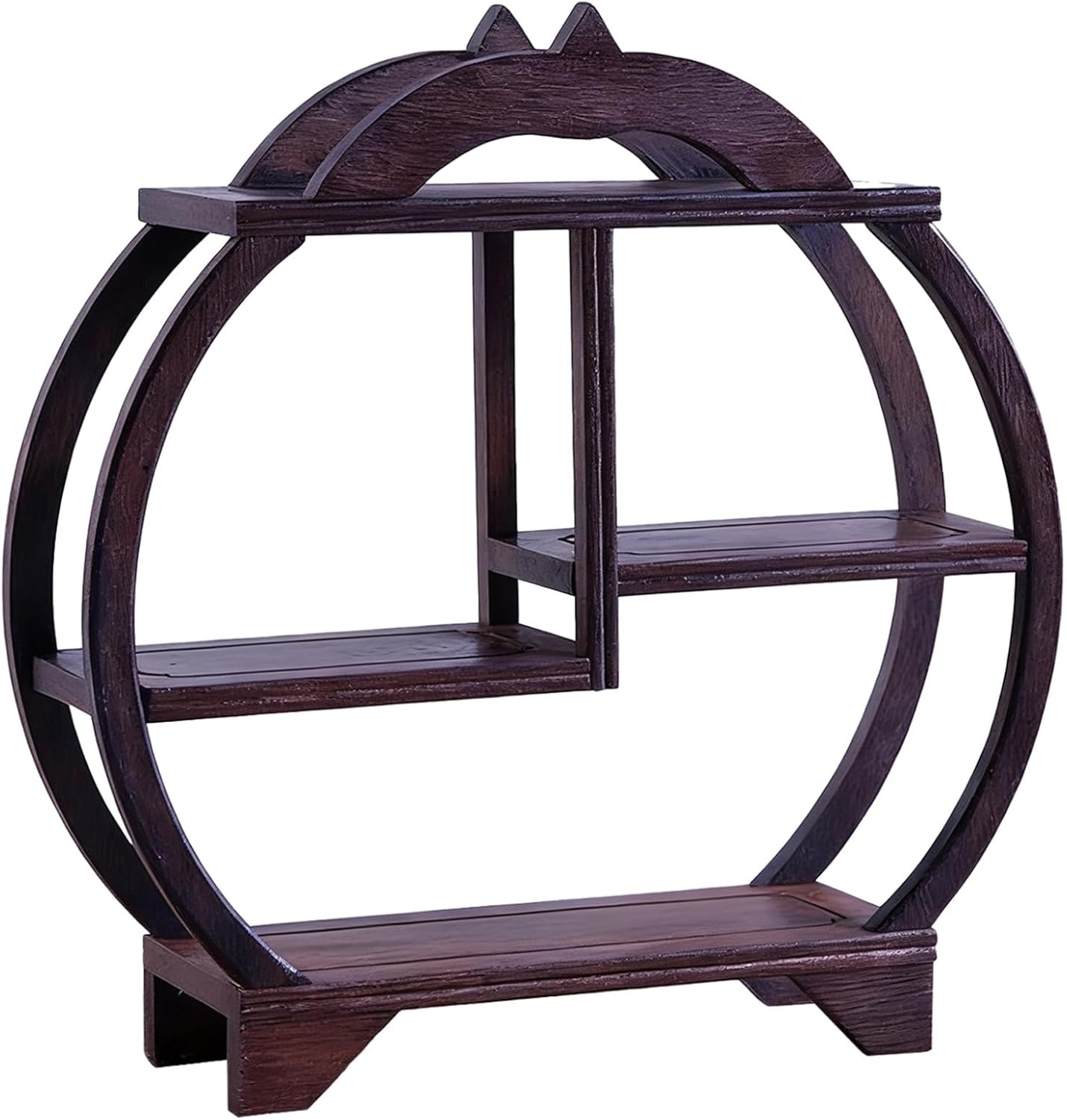 3-Tier Chinese Wooden Decoration, Round Solid Wood Tea Set Stand, 11.8 In Rosewood Display Stand For Knickknacks, Teapots, And Curios