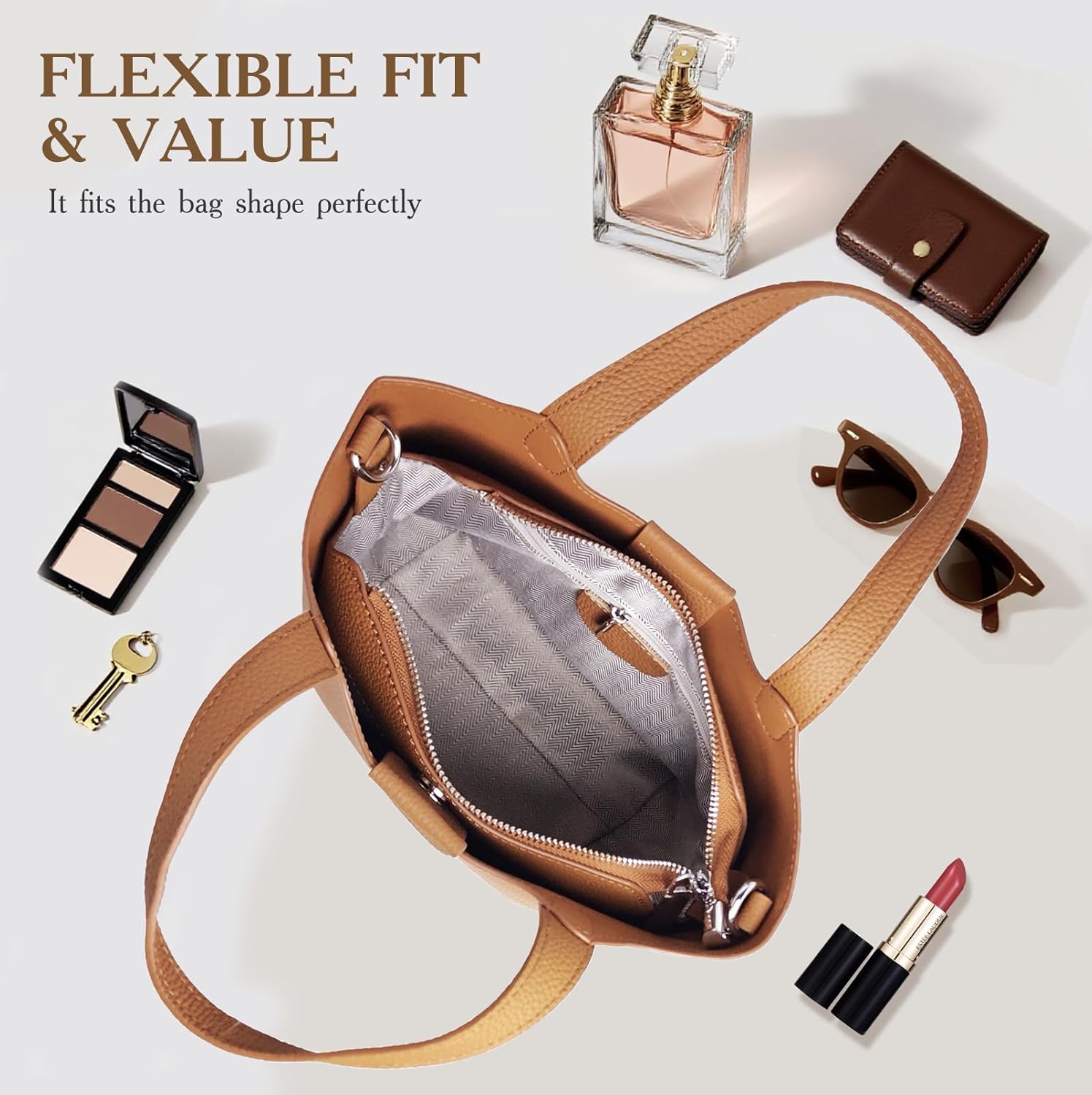 Genuine Leather Bucket Bags for Women,Vegetable Basket Crossbody Women's Shoulder Handbags with Zipper Closed - Image 5