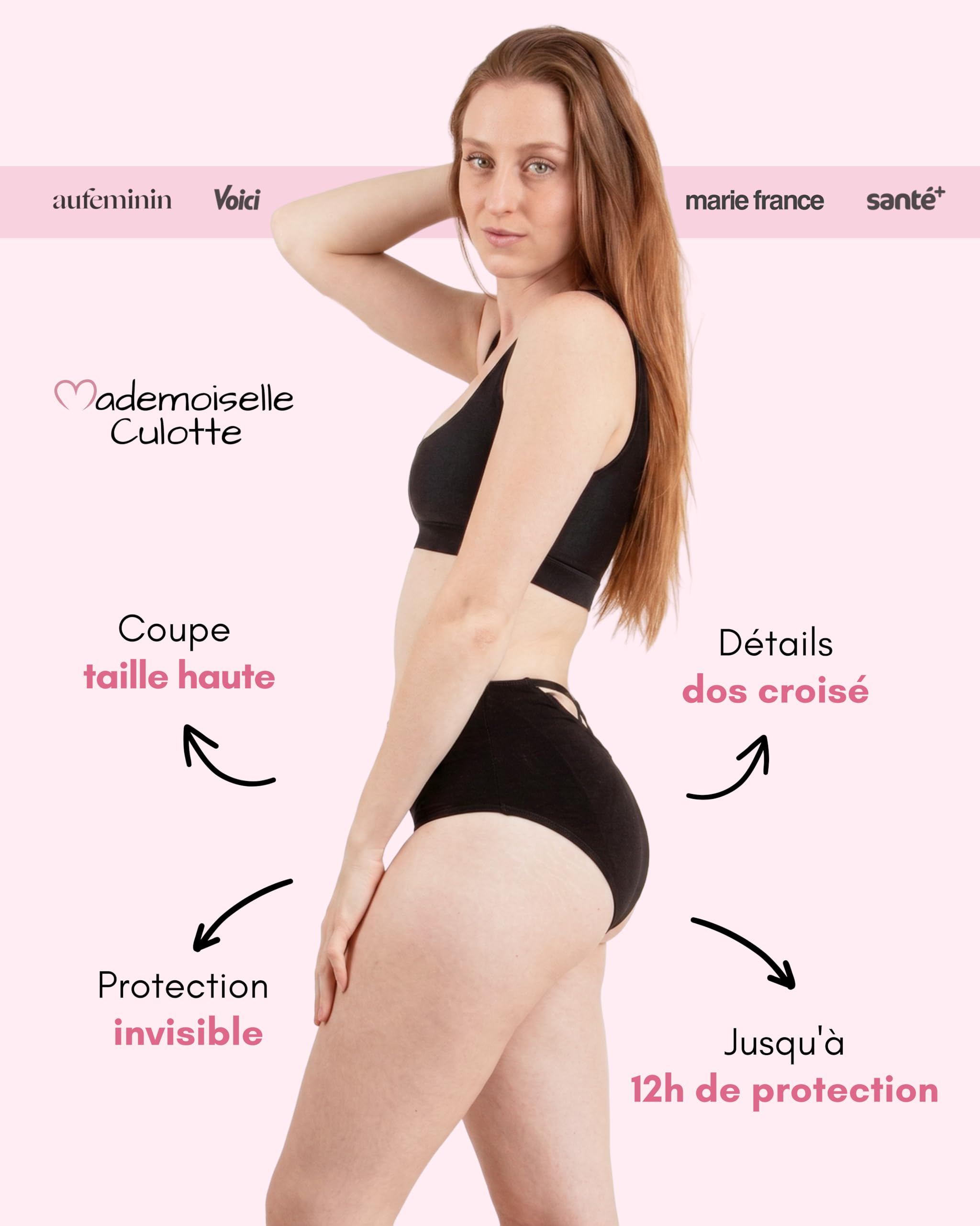 Maillot de Bain Menstruel - 4 Couches Absorbantes pour Flux Léger à Modéré - Protection Hygiénique Réutilisable sans Fuite - Résistant Chlore et UV - Marque Française - Ambre
