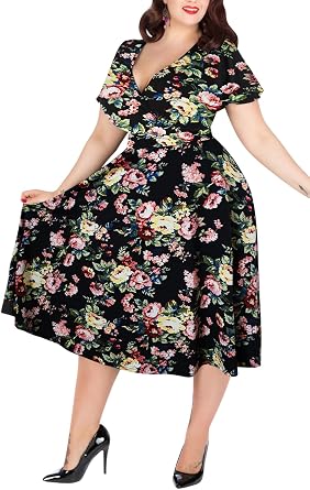 Nemidor Women Plus Size Summer Dress Casual Midi Pocket