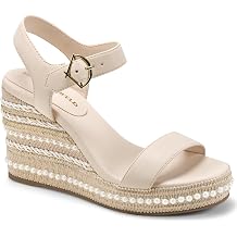 KARL LAGERFELD womens Calzona Wedge Sandal With Pearl Embellishments