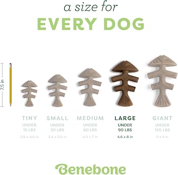 Benebone Fishbone Dog Chew Toy for Aggressive Chewers, Long Lasting, Made in USA, Large