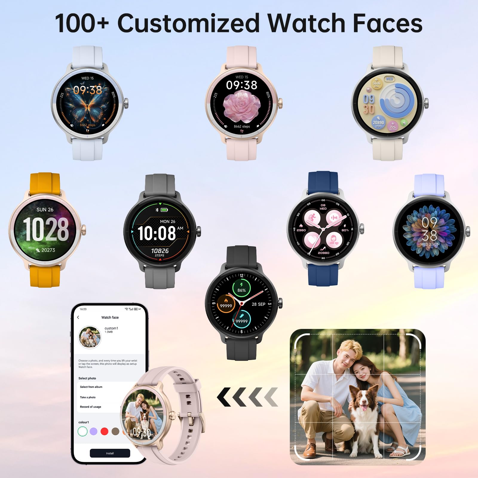 Smart Watch for Men Women(Answer/Make Calls), Smartwatch Built-in AI Voice, 1.27" HD Fitness Tracker with Heart Rate/Sleep/Step/SpO2 Monitor, 100+ Sports Modes, IP68 Waterproof Watch for Android iOS