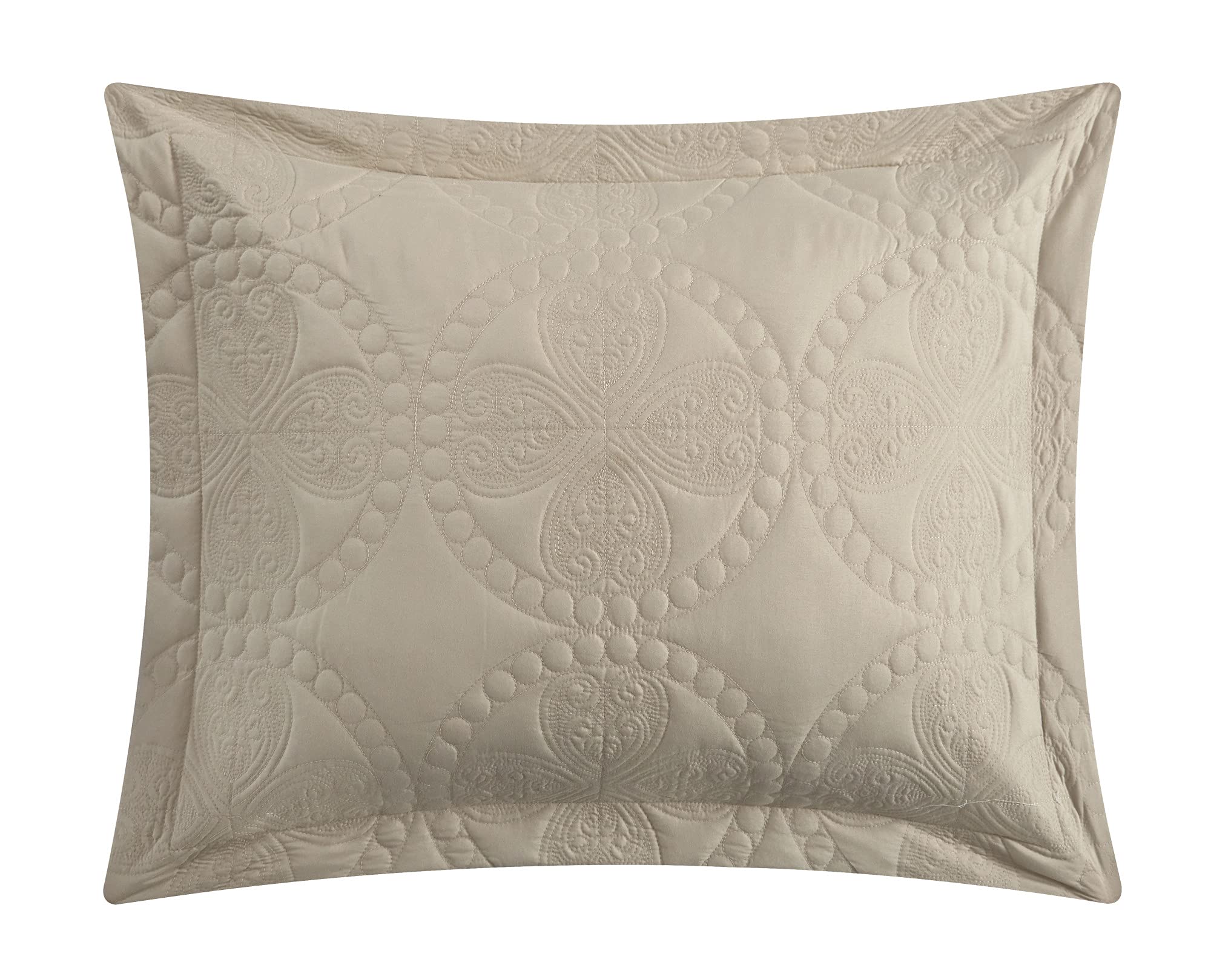 Chic Home Adaline 5 Piece Comforter Set Embroidered Design Bedding - Decorative Pillows Shams Included, Queen, Beige