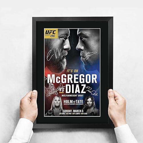 Miniatura 3 de HWC Trading Póster del programa UFC 196 Conor McGregor Nate Diaz Holly Holm Miesha Tate firmado 16 x 12 pulgadas, regalo enmarcado impreso,