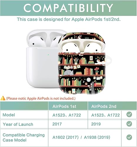 Miniatura 9 de Cutebricase Funda para Airpods, Paris Tower Airpod Funda protectora rígida para Apple AirPods 2 y 1 con llavero compatible con carga inalámbrica