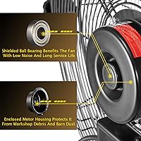 Vista 8 de HiCFM Ventilador industrial de pared 9100 CFM de 24 pulgadas con motor de recinto TEAO, rodamiento de bolas lubricado permanente, cable de 9 pies