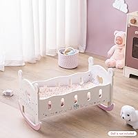 Vista 7 de ROBOTIME Cuna de Madera para Muñecas Bebé, Cama Cuna de Muñeca para Muñecas de 18-24 Pulgadas, Juego de Cuna para Muñecas Bebé con Manta y Almohada