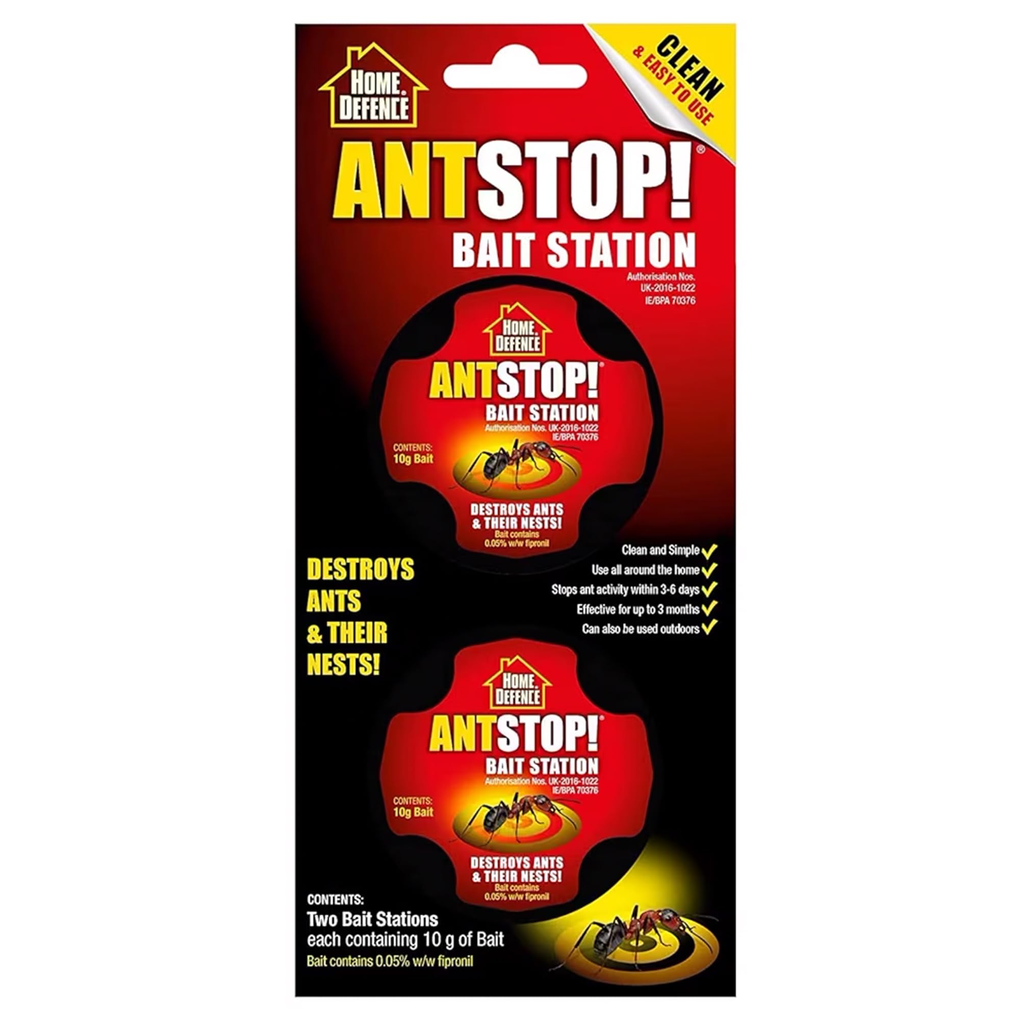 BUGG OFF Effective Ant Stop Bait Station, Ready-to-Use Solution for Ant & Insect Control - Safe for Family & Pets, Long-Lasting & Eco-Friendly Home Defence For Indoor & Outdoor Use (1 Pack/2 Stations)