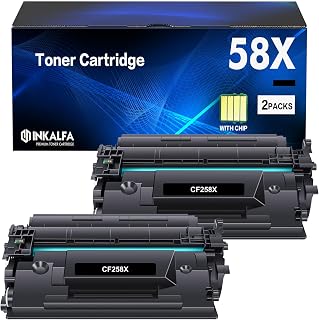 inkalfa 58X CF258X Toner Cartridge Black: 2 Pack (with Chip, High Yield) Replacement for HP CF258X 58X 58A CF258A MFP M428fdw M428fdn M428dw M404 M428 Pro M404n M404dn M404dw Printer