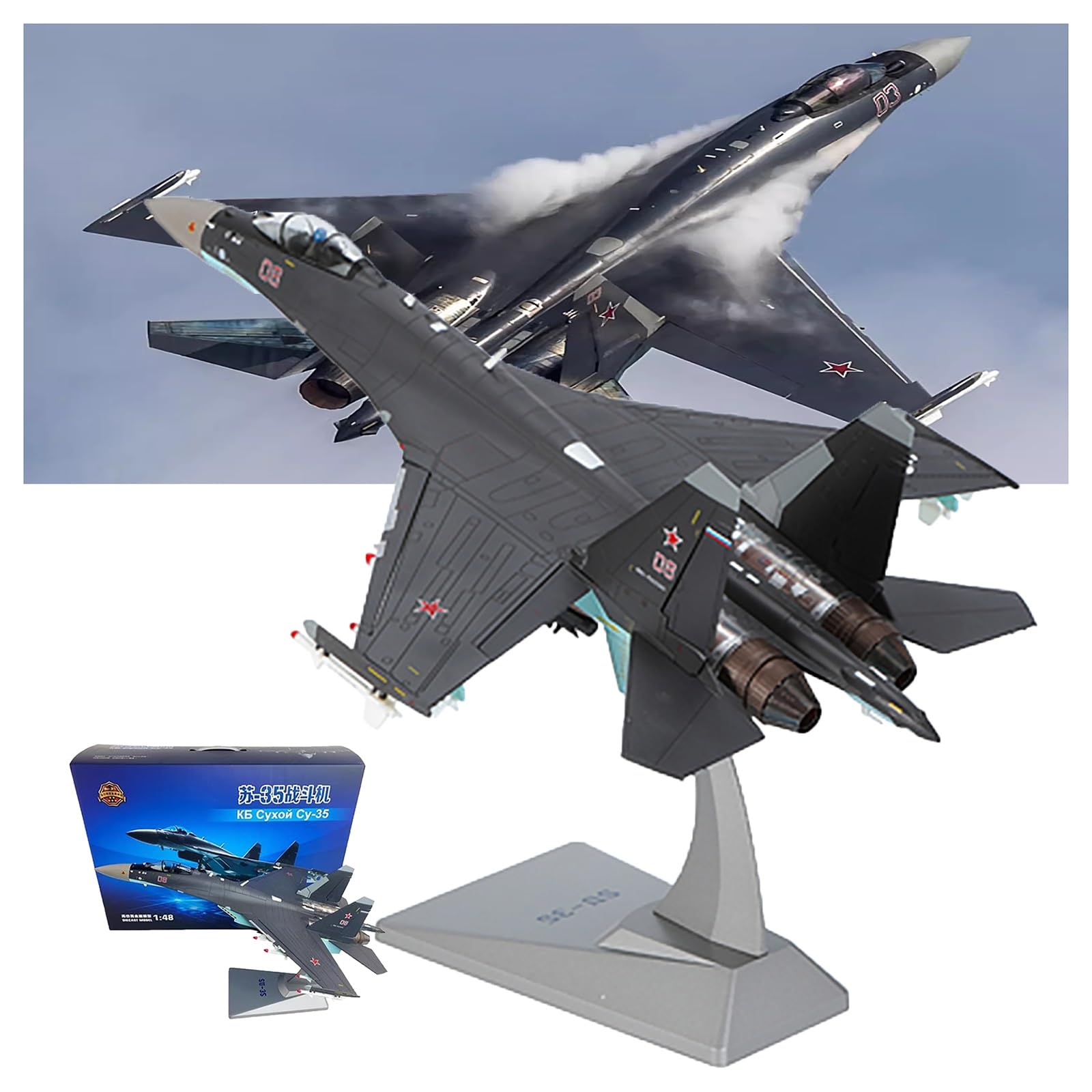 AVMLWEPA 1:48 Su35 Aircraft Model Simulation Alloy Military Fighter Air Show Static Decoration Collection Gift