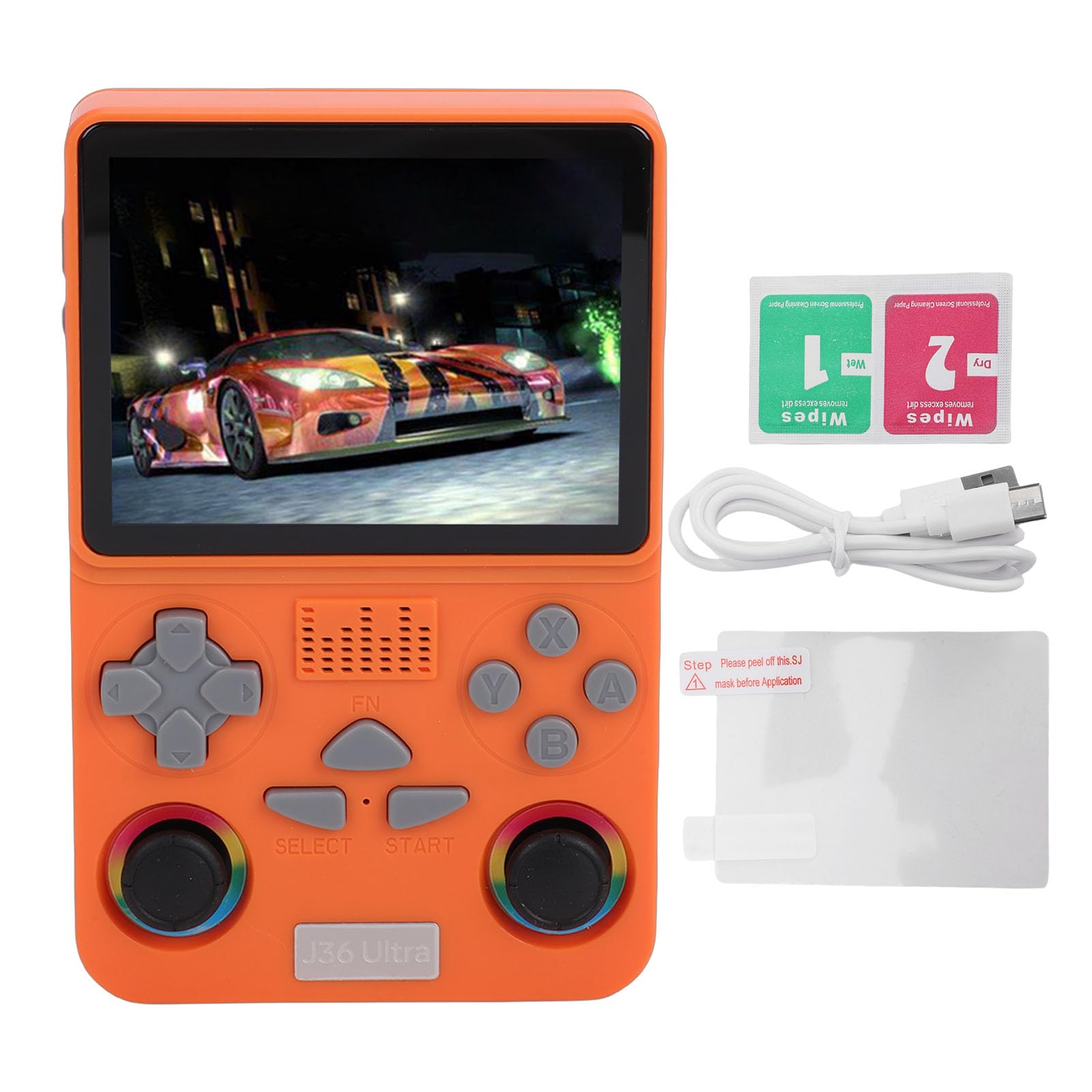 KIMISS Consola de Juegos Portátil Retro con Almacenamiento Incorporado de 64 GB - Pantalla HD de 4 Pulgadas para Diversión de Juegos Retro en Red (Orange)