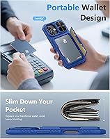 Vista 6 de ATATOO Funda para iPhone 17 con Portador de Tarjetas (Almacena 3-5 Tarjetas) [Bloqueo RFID] y Cubierta Deslizante para Cámara, Protección de Grado