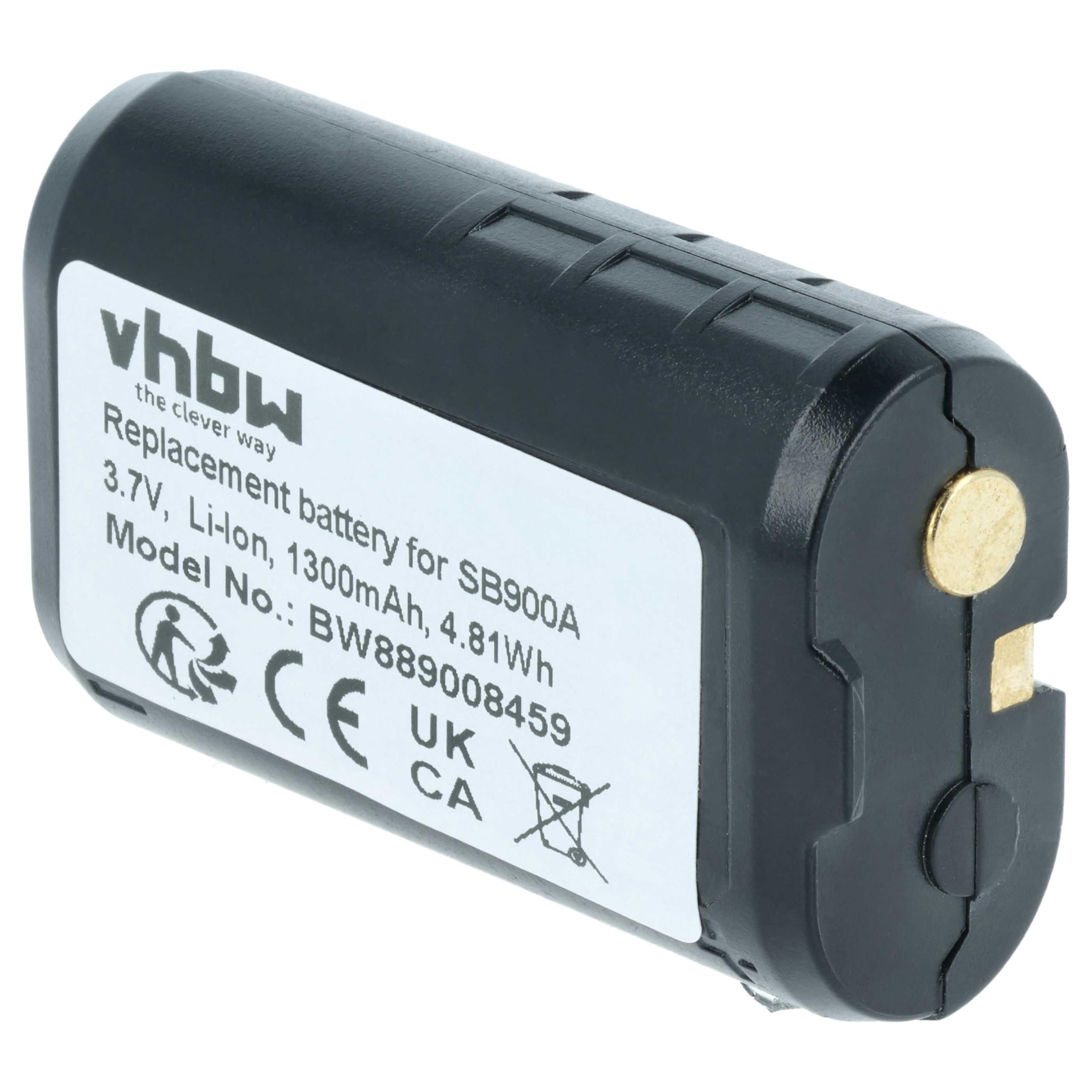 vhbw Batería reemplaza Shure SB900A, SB900B, SB900C, 95A42465, SB900 para Sistema Radio, transmisor Digital (1300 mAh, 3,7 V, Li-Ion)