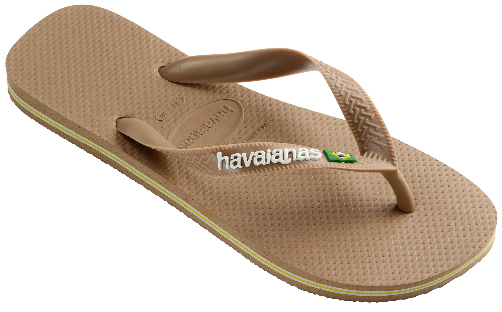 HavaianasUnisex Brasil Logo Flip Flops, Rose Gold, 3/4 UK