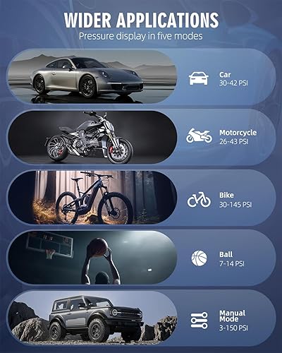 Miniatura 12 de Inflador de neumáticos, compresor de aire portátil, bomba de aire portátil de 180 PSI y 20000 mAh, pantalla LCD de presión precisa, inflado rápido 3