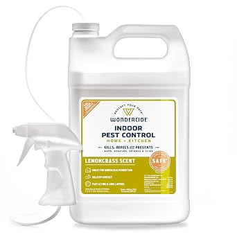 Wondercide - Indoor Pest Control Spray for Home & Kitchen Lemongrass 128 oz | Ant, Roach, Spider, Fly, Flea, Bug Killer and Insect Repellent - with Natural Essential Oils - Pet and Family Safe