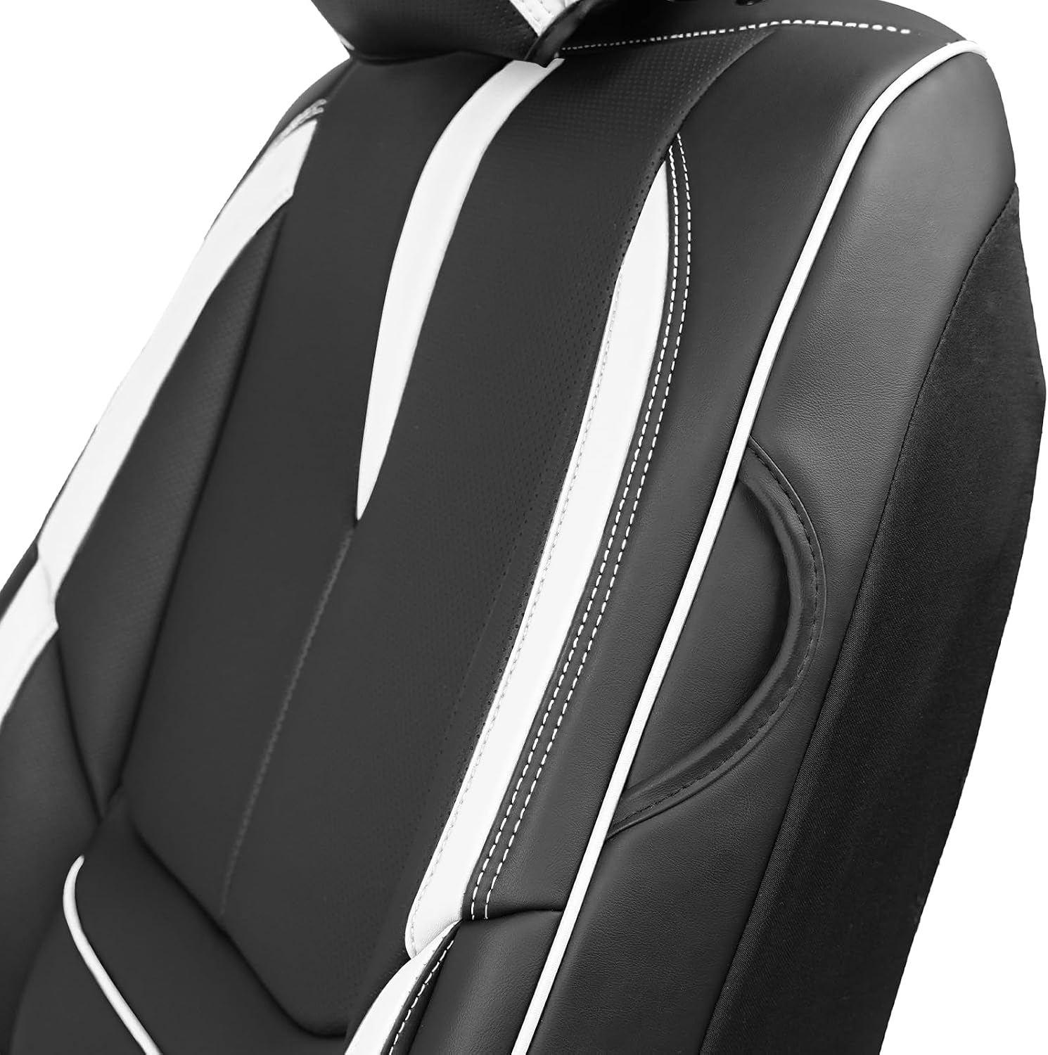 Car Seat Covers Full Set for Subaru Crosstrek 2016-2026,Waterproof Faux Leather Seat Protector, Split Bench Compatible, Breathable Auto Accessories Universal Fit SUV Sedan(Black/White,5 Seat)