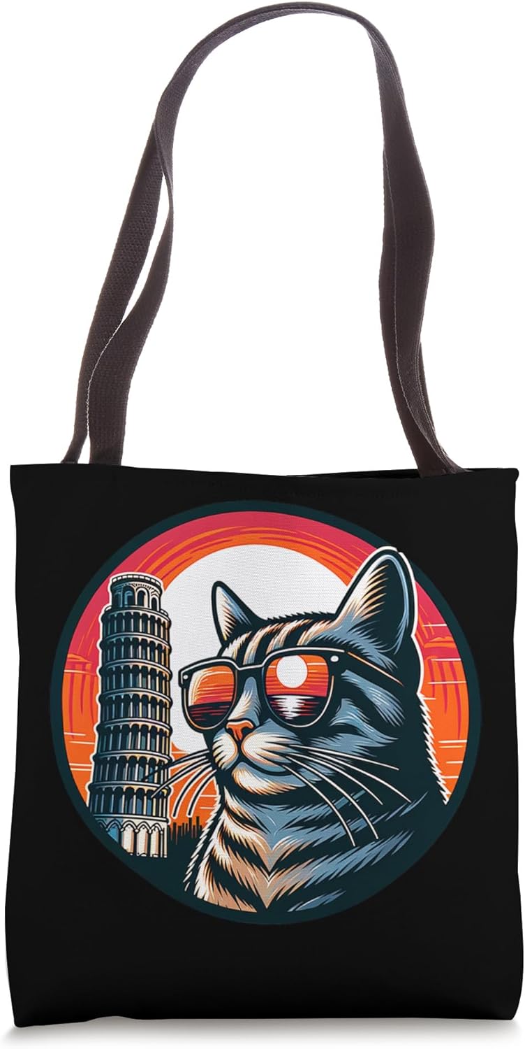 Cat At The Leaning Tower Of Pisa Tote Bag