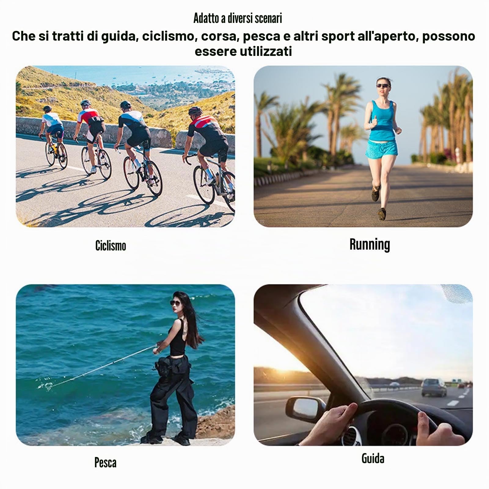 BuyWeek Occhiali per Fotocamera HD 1080P Lenti polarizzate Occhiali per Fotocamera Sportiva per attività all'aperto Ciclismo Supporto Viaggio Connettività del Telefono Cellulare