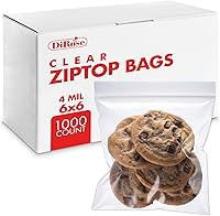 Vista 1 de Dirose Bolsas de polietileno con cierre resellable con cremallera, 6 x 6 pulgadas (1000 unidades), 4 mil, plástico transparente resellable