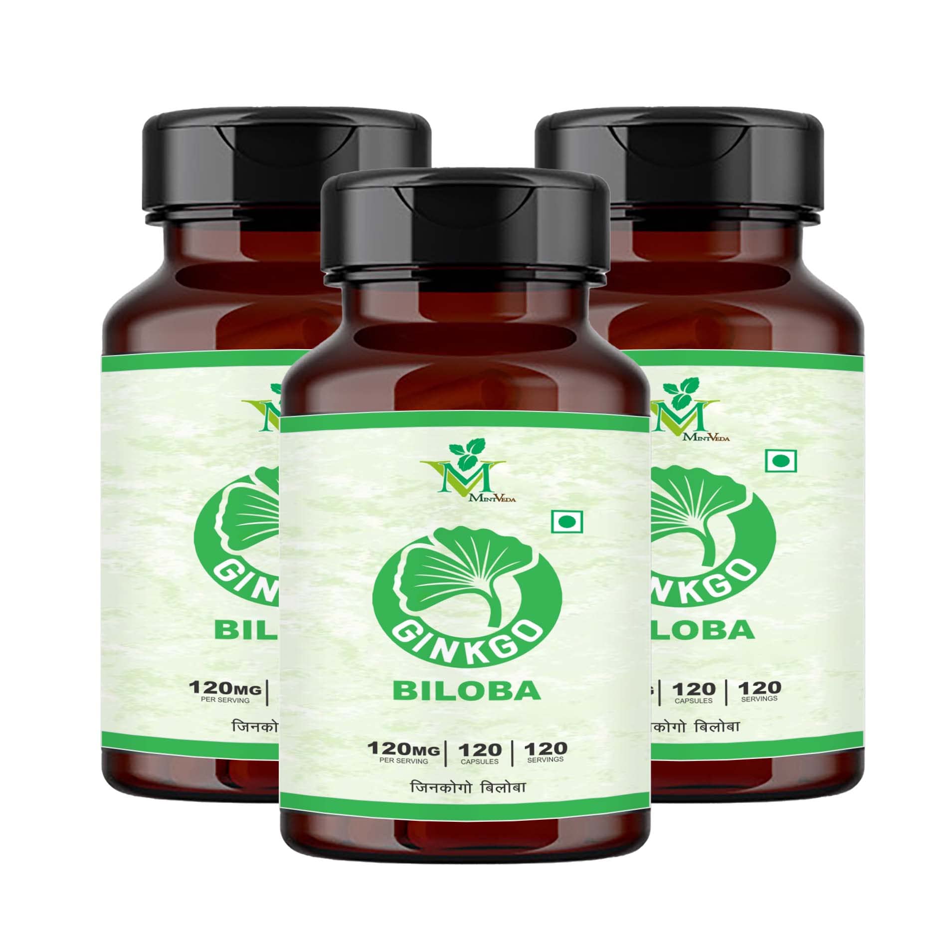 Mint Veda Ginkgo Biloba 120mg for Better Concentration, Memory & learning | Helps Anxiety & Stress | Healthy Blood Circulation - 120 Veg Capsules in Each Box, Pack of 3 (B0BH833T1L) Amazon Price History, Amazon Price Tracker