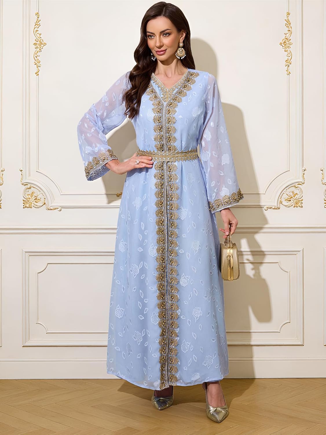 Abaya Dress for Women Muslim Moroccan Maxi Kaftan Dress Arabic Islamic Dubai Robe Ramadan Prayer Clothes