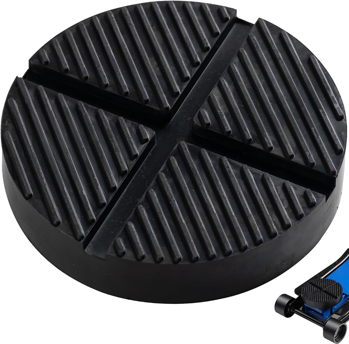 Universal Floor Jack Rubber Pad & Jack Puck, 1 Pack, Black | Cross Beam Jack Adapter, Pinch Weld Side Frame Protector